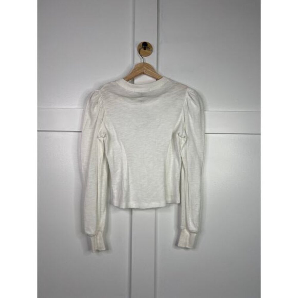 NEW Marissa Webb Blair Waffle Knit Puff Sleeve Pullover Top White Size: XS - Picture 6 of 7